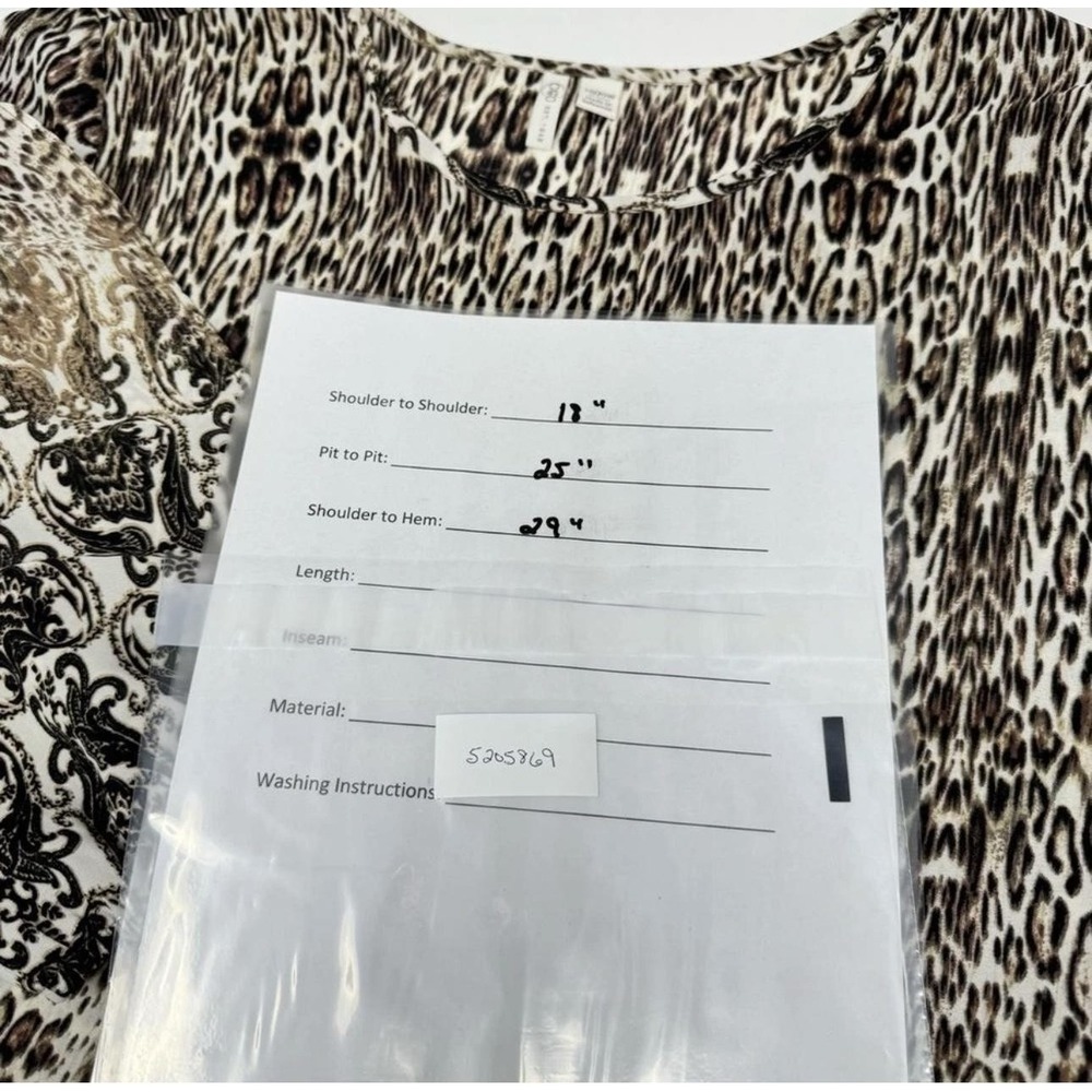 Cato Tunic Shirt Womens 18/20W Animal Print Paisley Boho 3/4 Sleeve Top‎ Plus - Picture 8 of 8